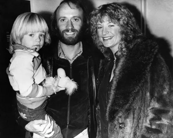 Maurice Gibb with Family Print 7th January 1980. Art Prints, Posters & Puzzles from Memory Lane