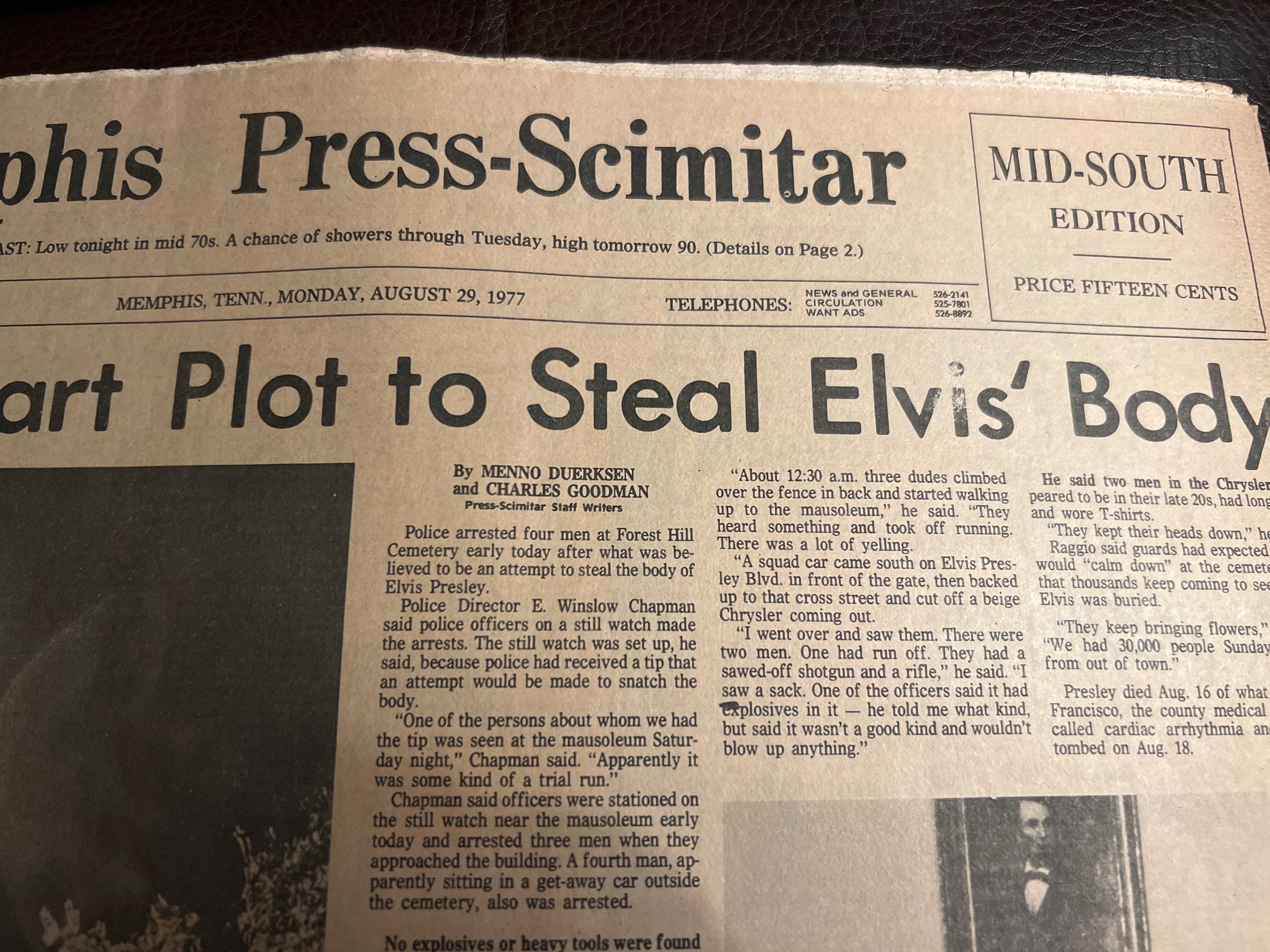 Elvis Presley Death Newspaper, Plot to Steal Elvis' Body, Original Memphis Press-scimitar, August 29, 1977 - Etsy